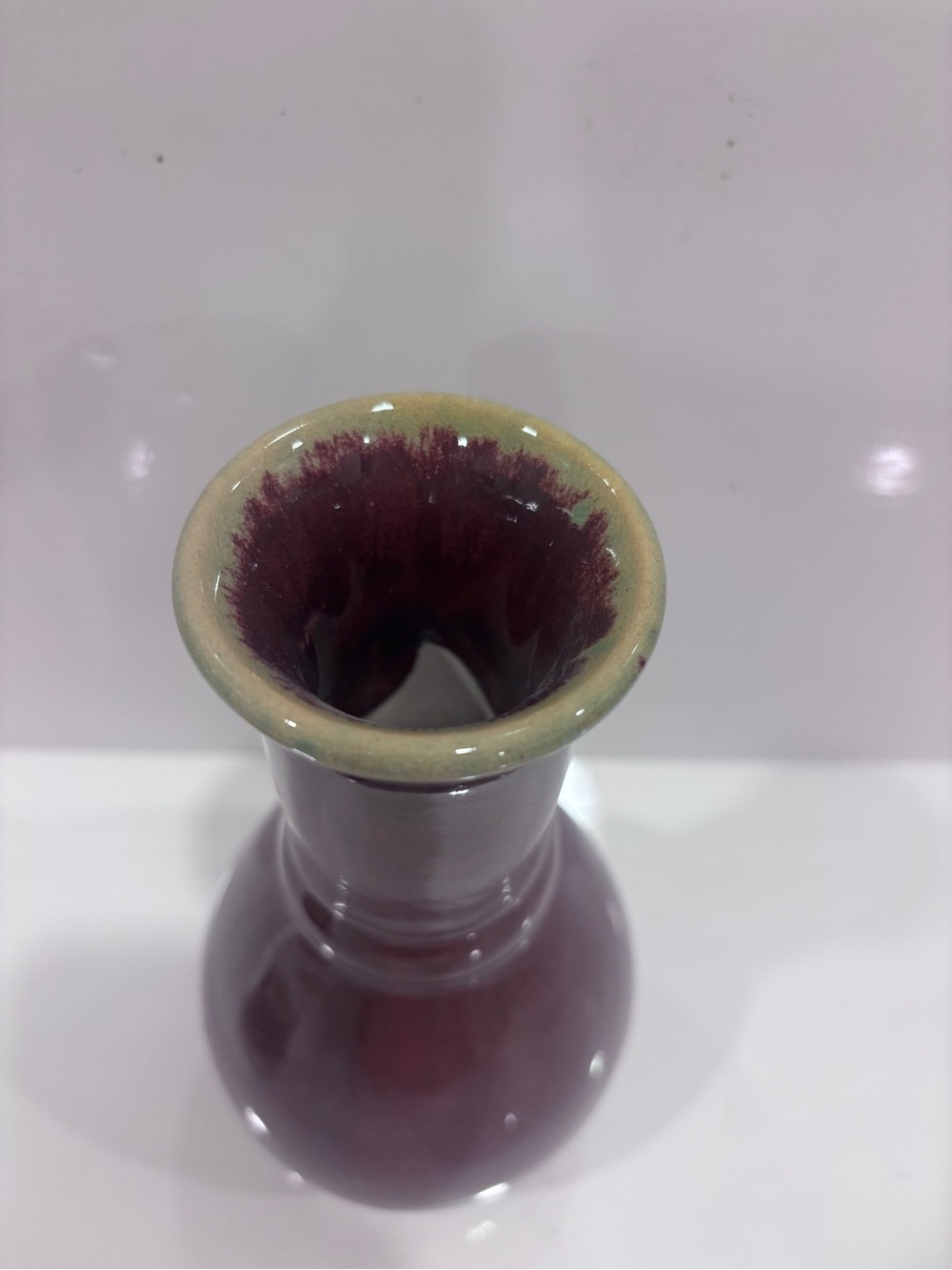 Bombay Company Burgundy Drip Glaze Ceramic Bud Vase – 8.5” Tall - Picture 2 of 6
